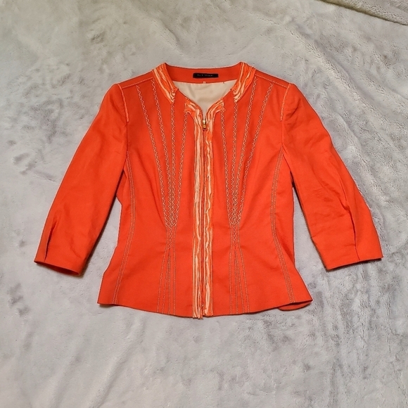 Elie Tahari Coral Orange Red Jacket Blazer Womens Size Medium - Picture 1 of 10